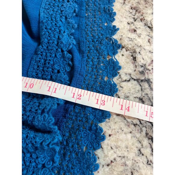 Forever 21 Womens Tank Top Small Blue Cropped Ruffled Lace Trim Boho Hippie - Picture 8 of 8